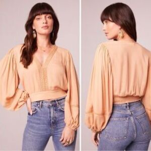 NWT Band Of The Free Cream Blouse with Balloon Sleeves